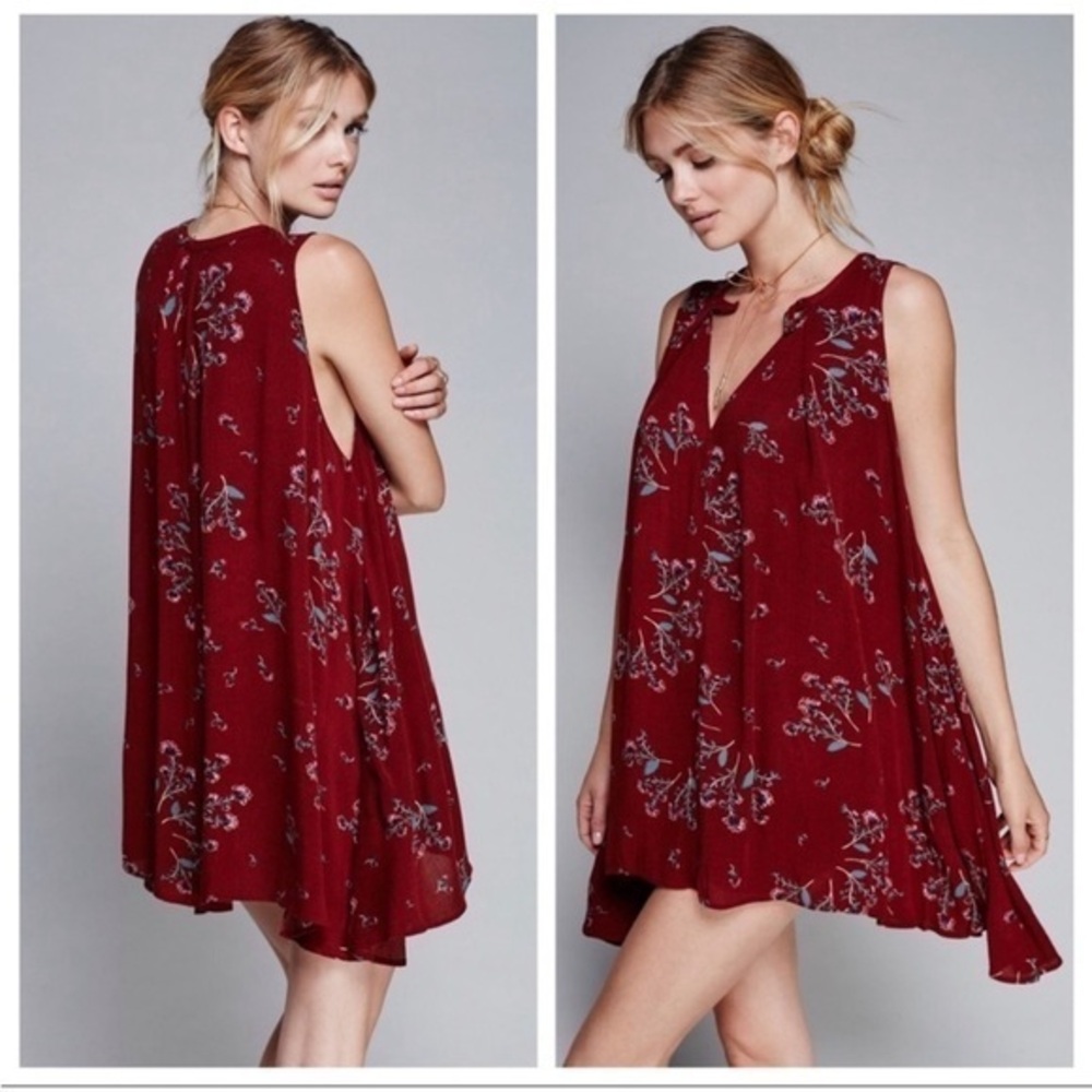 Free People Tree Swing Sleeveless Tunic in Crimson Red Size Small
